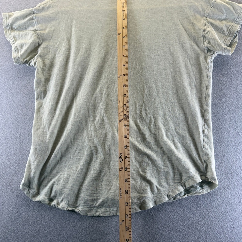 Madewell Sage Green Ruffle Sleeve Slub Cotton T-Shirt Size S Curved Hem Tee - Picture 4 of 6